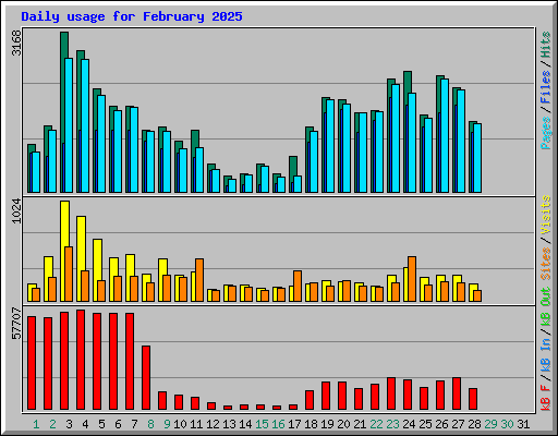 Daily usage for February 2025